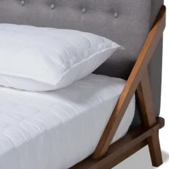 Kirkland's Home Tufted And Natural Walnut King Platform Bed- Beds & Headboards