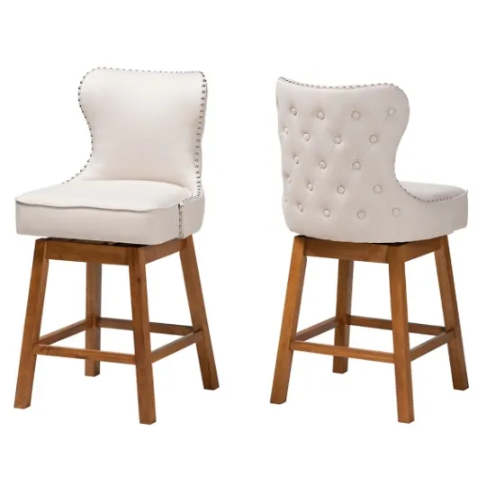 Kirkland's Home Tufted Back Swivel Counter Stools, Set Of 2- Bar Stools & Counter Height Stools