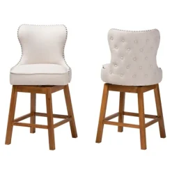 Kirkland's Home Tufted Back Swivel Counter Stools, Set Of 2- Bar Stools & Counter Height Stools