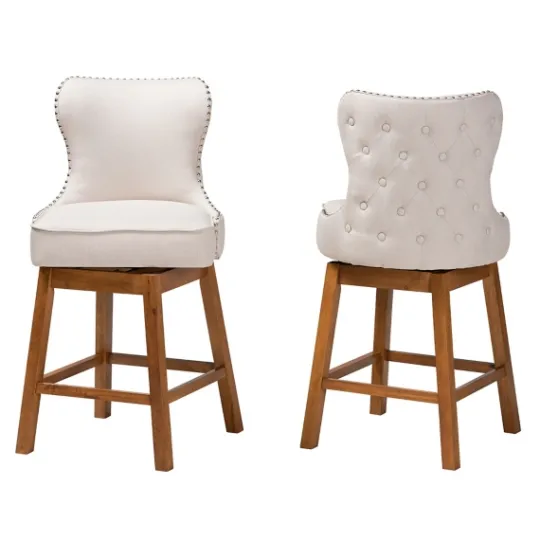 Kirkland's Home Tufted Back Swivel Counter Stools, Set Of 2- Bar Stools & Counter Height Stools