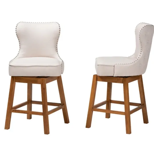 Kirkland's Home Tufted Back Swivel Counter Stools, Set Of 2- Bar Stools & Counter Height Stools