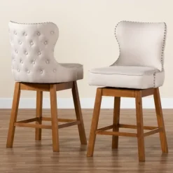 Kirkland's Home Tufted Back Swivel Counter Stools, Set Of 2- Bar Stools & Counter Height Stools