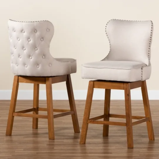 Kirkland's Home Tufted Back Swivel Counter Stools, Set Of 2- Bar Stools & Counter Height Stools
