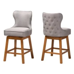 Kirkland's Home Tufted Back Swivel Counter Stools, Set Of 2- Bar Stools & Counter Height Stools