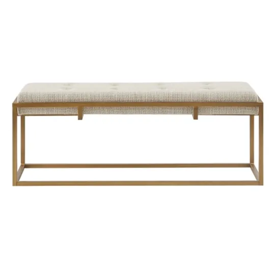 Kirkland's Home Tufted Bronze Metal Bench- Benches & Ottomans