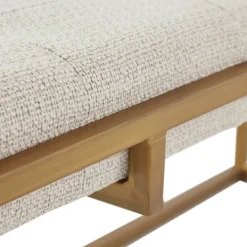 Kirkland's Home Tufted Bronze Metal Bench- Benches & Ottomans