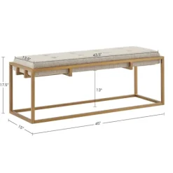 Kirkland's Home Tufted Bronze Metal Bench- Benches & Ottomans