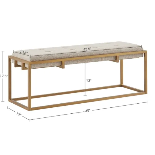 Kirkland's Home Tufted Bronze Metal Bench- Benches & Ottomans