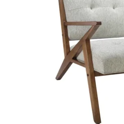 Kirkland's Home Tufted Pecan Wood Mid-Century Modern Armchair- Accent Chairs