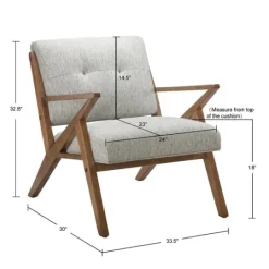 Kirkland's Home Tufted Pecan Wood Mid-Century Modern Armchair- Accent Chairs