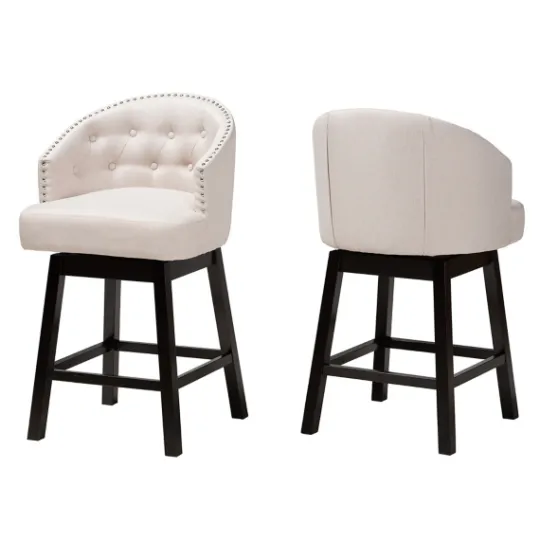 Kirkland's Home Tufted Seat Swivel Counter Stools, Set Of 2- Bar Stools & Counter Height Stools