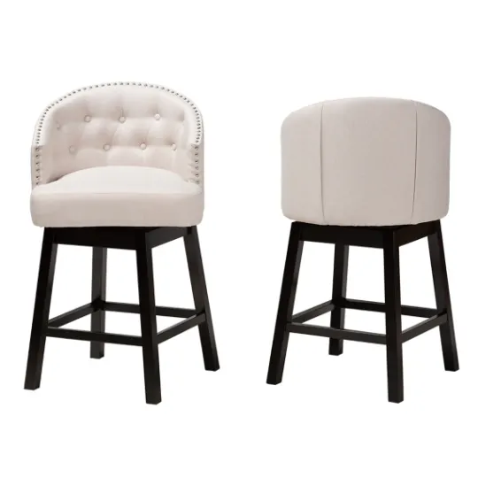Kirkland's Home Tufted Seat Swivel Counter Stools, Set Of 2- Bar Stools & Counter Height Stools