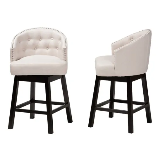 Kirkland's Home Tufted Seat Swivel Counter Stools, Set Of 2- Bar Stools & Counter Height Stools