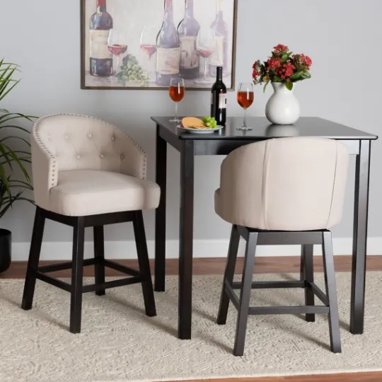 Kirkland's Home Tufted Seat Swivel Counter Stools, Set Of 2- Bar Stools & Counter Height Stools
