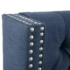 Kirkland's Home Tufted Upholstered Metal Leg Queen Headboard- Beds & Headboards