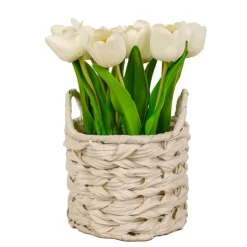 Kirkland's Home Tulip Arrangement In Basket- Arrangements & Greenery