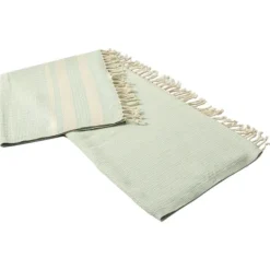 Kirkland's Home Turquoise And White Stripes Cotton Throw- Blankets & Throws