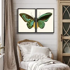 Kirkland's Home Turquoise Butterfly Framed Art Prints, Set Of 2- Framed Art