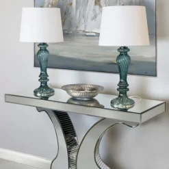 Kirkland's Home Turquoise Glass Table Lamps, Set Of 2- Table Lamps