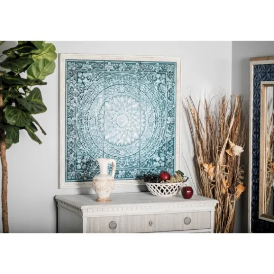 Kirkland's Home Turquoise Iron Floral Scrollwork Wall Plaque- Wall Plaques