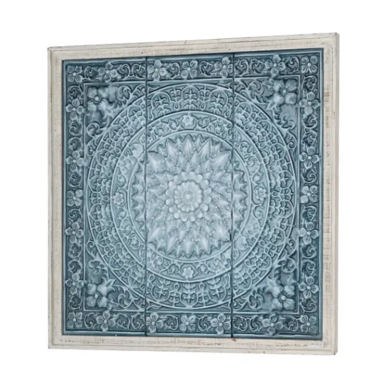 Kirkland's Home Turquoise Iron Floral Scrollwork Wall Plaque- Wall Plaques