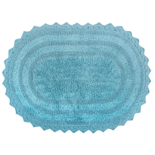 Kirkland's Home Turquoise Large Crochet Oval Bath Mat- Bathroom Rugs