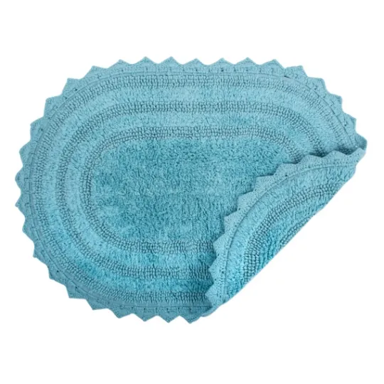Kirkland's Home Turquoise Large Crochet Oval Bath Mat- Bathroom Rugs
