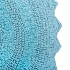 Kirkland's Home Turquoise Large Crochet Oval Bath Mat- Bathroom Rugs