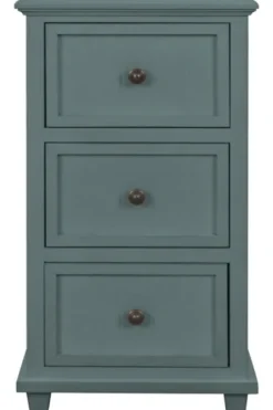 Kirkland's Home Turquoise Slim Wooden 3-Drawer Side Table- Accent & End Tables