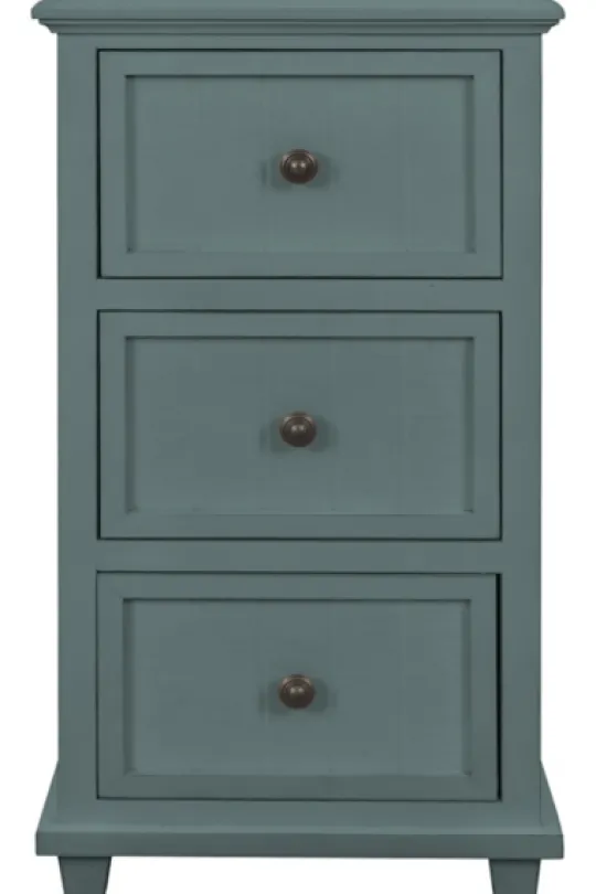 Kirkland's Home Turquoise Slim Wooden 3-Drawer Side Table- Accent & End Tables