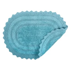 Kirkland's Home Turquoise Small Crochet Oval Bath Mat- Bathroom Rugs