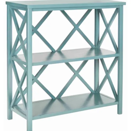 Kirkland's Home Turquoise Trellis Pine Wood Bookshelf- Bookshelves