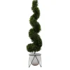 Kirkland's Home Twisted Boxwood Topiary In White Pot- Trees & Topiaries