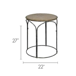 Kirkland's Home Twisted Metal Leg Rattan Top Accent Table- Accent & End Tables