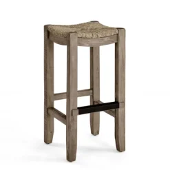 Kirkland's Home Twisted Seagrass And Wood Bar Stool- Bar Stools & Counter Height Stools