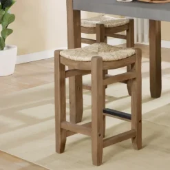 Kirkland's Home Twisted Seagrass And Wood Counter Stools, Set Of 2- Bar Stools & Counter Height Stools