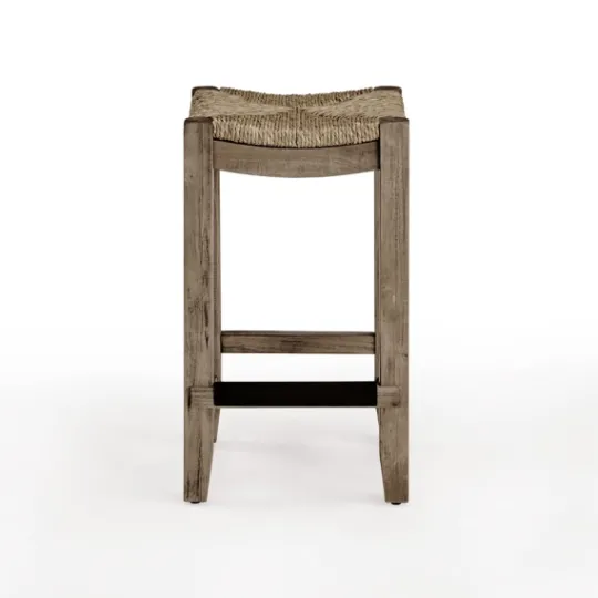 Kirkland's Home Twisted Seagrass And Wood Counter Stool- Bar Stools & Counter Height Stools