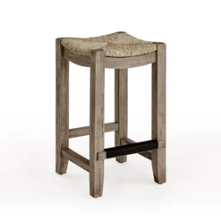 Kirkland's Home Twisted Seagrass And Wood Counter Stool- Bar Stools & Counter Height Stools