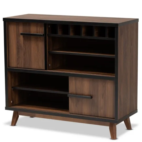 Kirkland's Home Two Tone Walnut Wood Wine Storage Cabinet- Cabinets & Sideboards