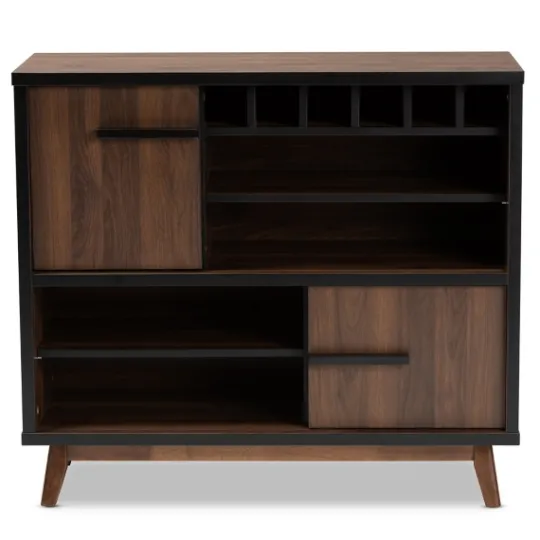 Kirkland's Home Two Tone Walnut Wood Wine Storage Cabinet- Cabinets & Sideboards