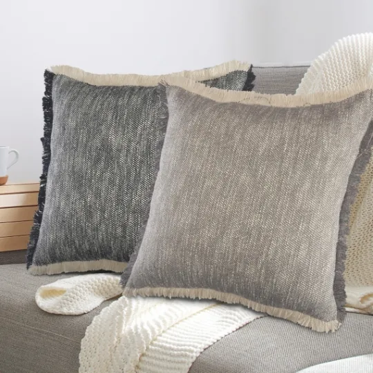 Kirkland's Home Two-Tone Gray Woven Accent Pillow- Pillows