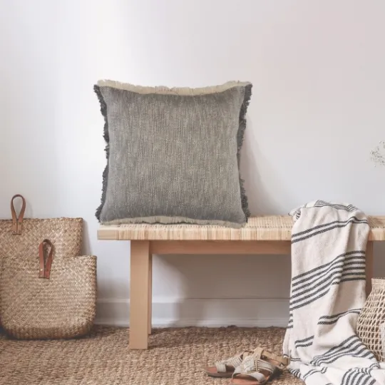Kirkland's Home Two-Tone Gray Woven Accent Pillow- Pillows