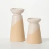 Kirkland's Home Two-Toned Cream Pillar Candle Holders, Set Of 2- Candle Holders