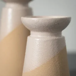 Kirkland's Home Two-Toned Cream Pillar Candle Holders, Set Of 2- Candle Holders