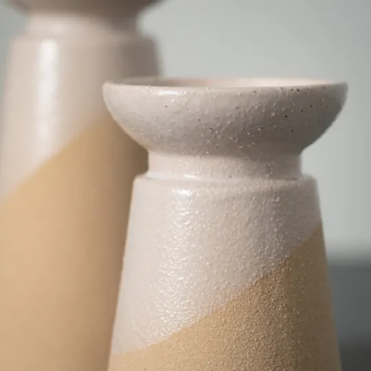 Kirkland's Home Two-Toned Cream Pillar Candle Holders, Set Of 2- Candle Holders
