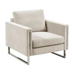 Kirkland's Home Upholstered And Chrome Accent Chair- Accent Chairs