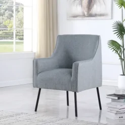 Kirkland's Home Upholstered Black Legs Accent Chair- Accent Chairs