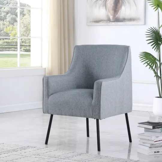 Kirkland's Home Upholstered Black Legs Accent Chair- Accent Chairs