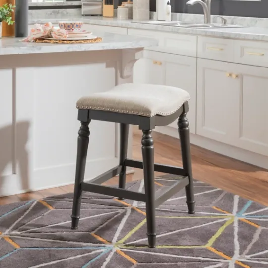 Kirkland's Home Upholstered Curved Seat Counter Stool- Bar Stools & Counter Height Stools