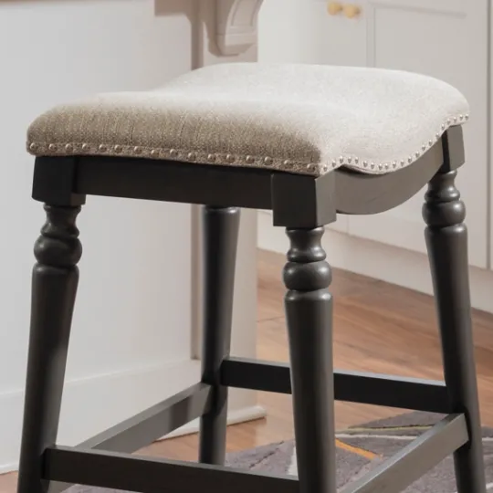 Kirkland's Home Upholstered Curved Seat Counter Stool- Bar Stools & Counter Height Stools